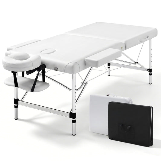 Zenses Massage Table 75cm Portable 2 Fold Aluminium Beauty Bed White