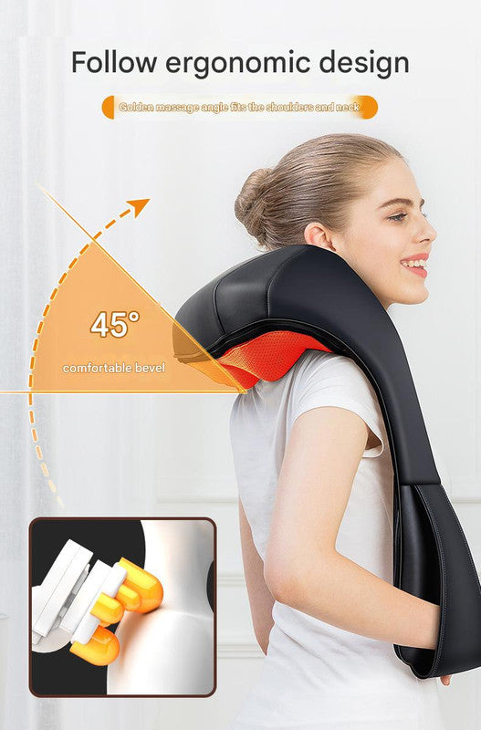 Deep Kneading Shiatsu Neck & Shoulder Massager with Heat - USB Rechargeable Ergonomic Design(Black and gray)