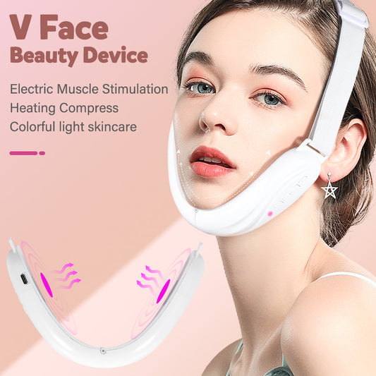 Electric V-Shape Face Sculpting Massager - EMS, LED Skincare & Heat for Slimming