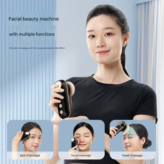 Mini Facial & Head Massager with Heat Therapy - USB-C Rechargeable, 3 Modes(white)