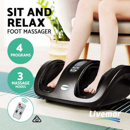 Livemor Foot Massager Shiatsu Massagers Electric Roller Kneading Leg Black
