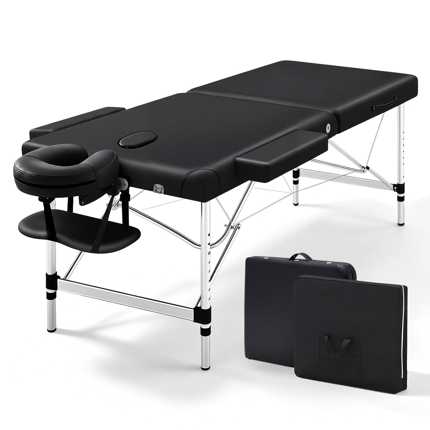 Zenses Massage Table 70cm Portable 2 Fold Aluminium Beauty Bed Black