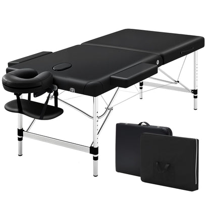Zenses Massage Table 75cm Portable 2 Fold Aluminium Beauty Bed Black
