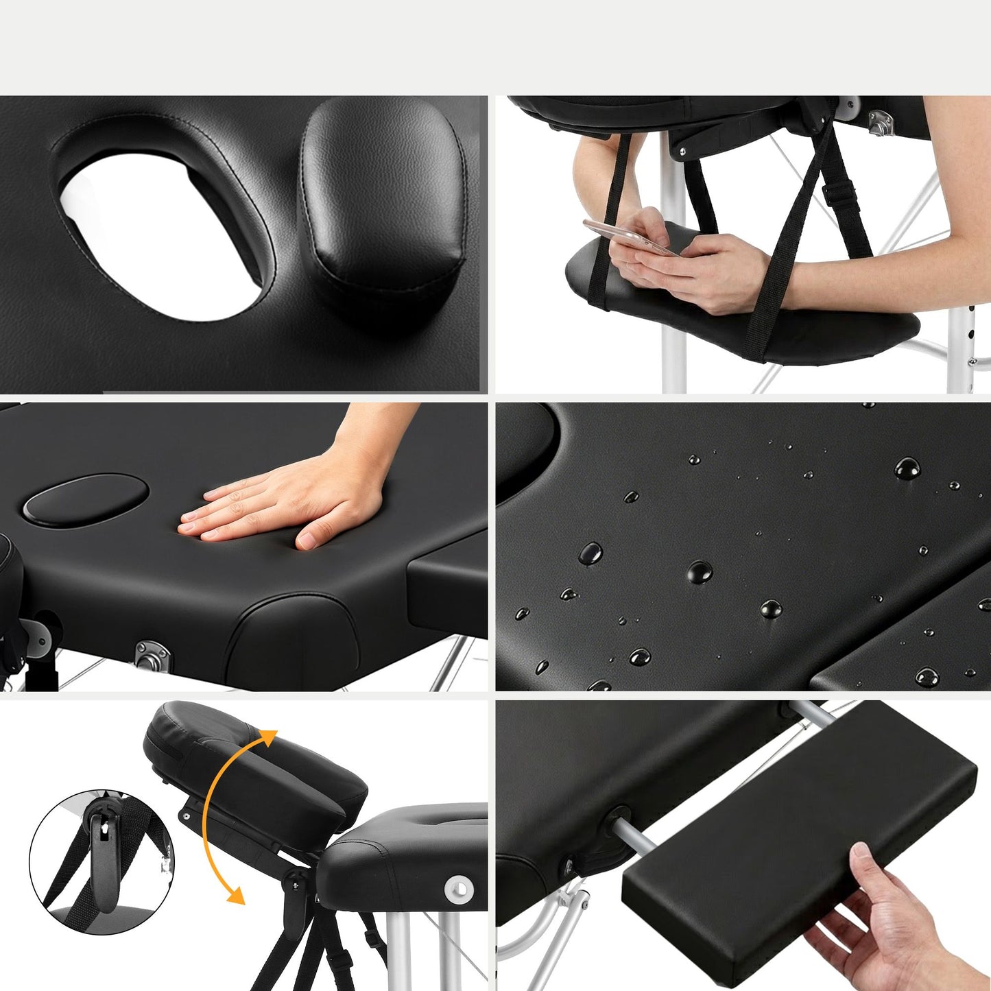 Zenses Massage Table 75cm Portable 2 Fold Aluminium Beauty Bed Black