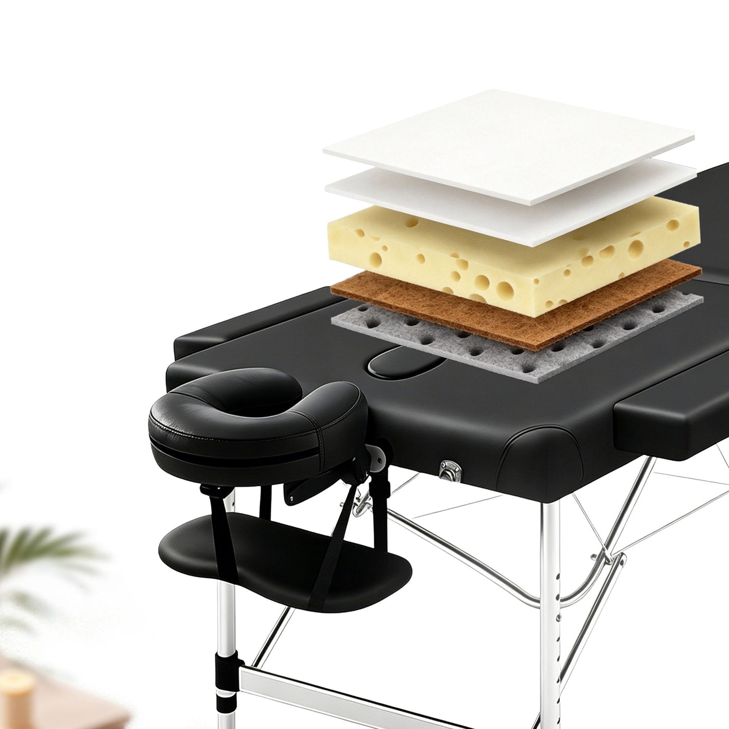Zenses Massage Table 75cm Portable 2 Fold Aluminium Beauty Bed Black