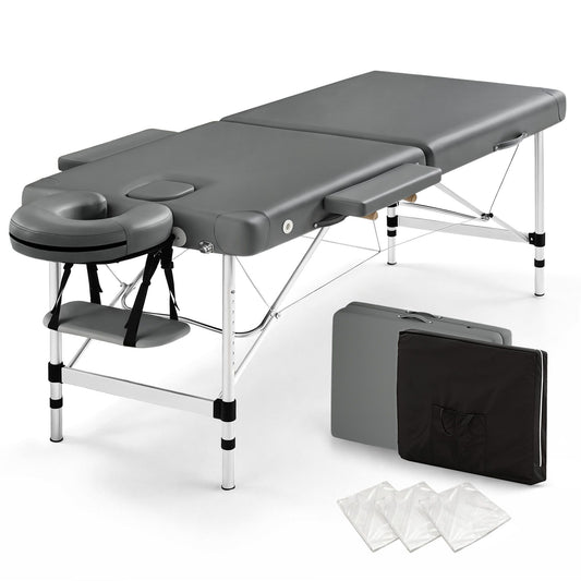 Zenses Massage Table 55cm Portable 2 Fold Aluminium Beauty Bed Grey