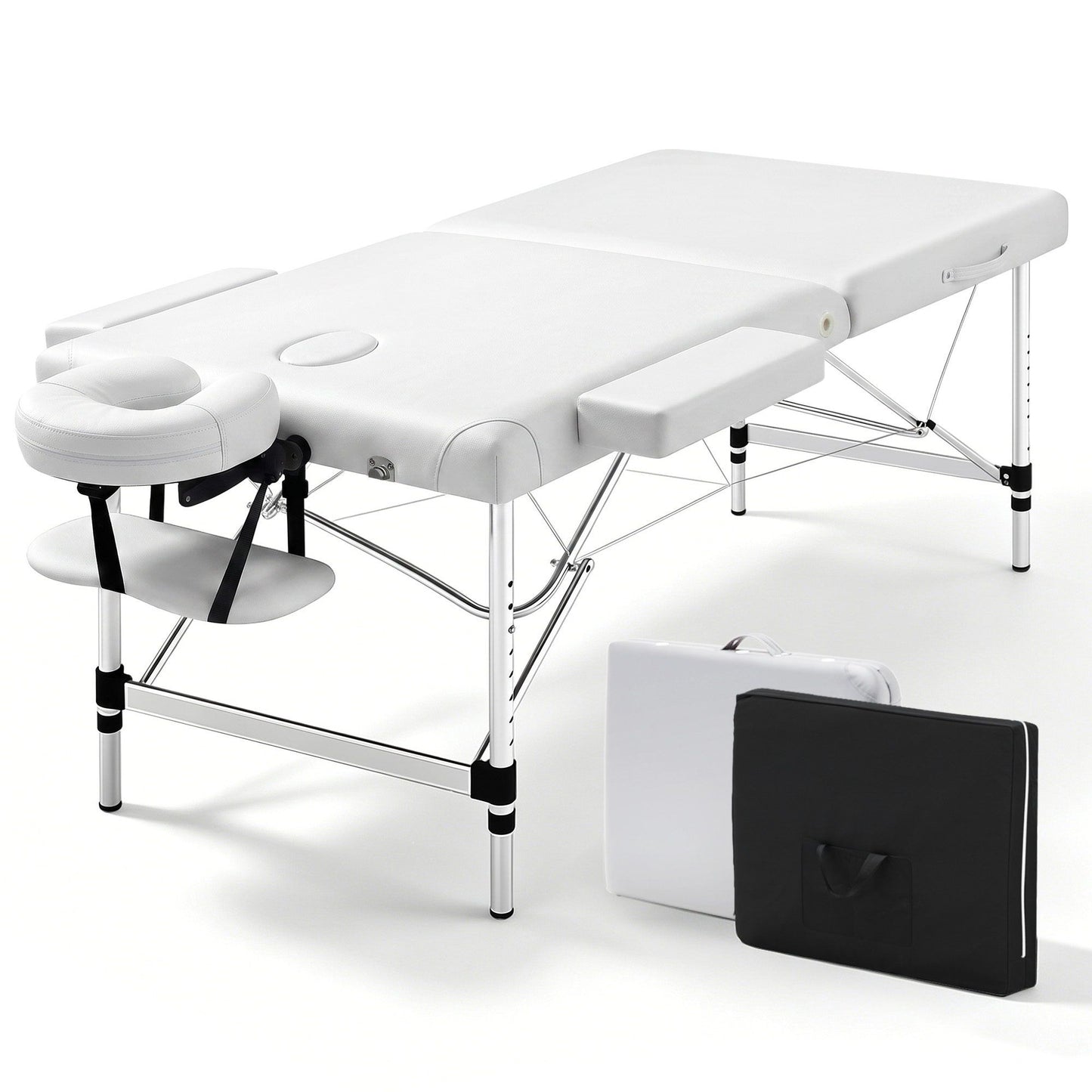 Zenses Massage Table 75cm Portable 2 Fold Aluminium Beauty Bed White