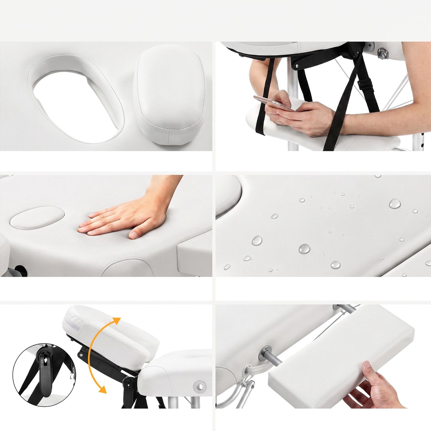 Zenses Massage Table 75cm Portable 2 Fold Aluminium Beauty Bed White
