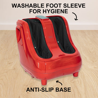 Foot Massager Electric Massagers Shiatsu Leg Calf Kneading Heat Remote Carry RED