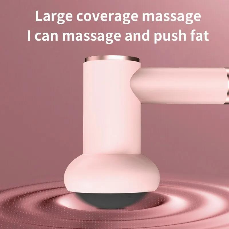 5-Head Handheld Massage Gun For Fat Pushing - Pink
