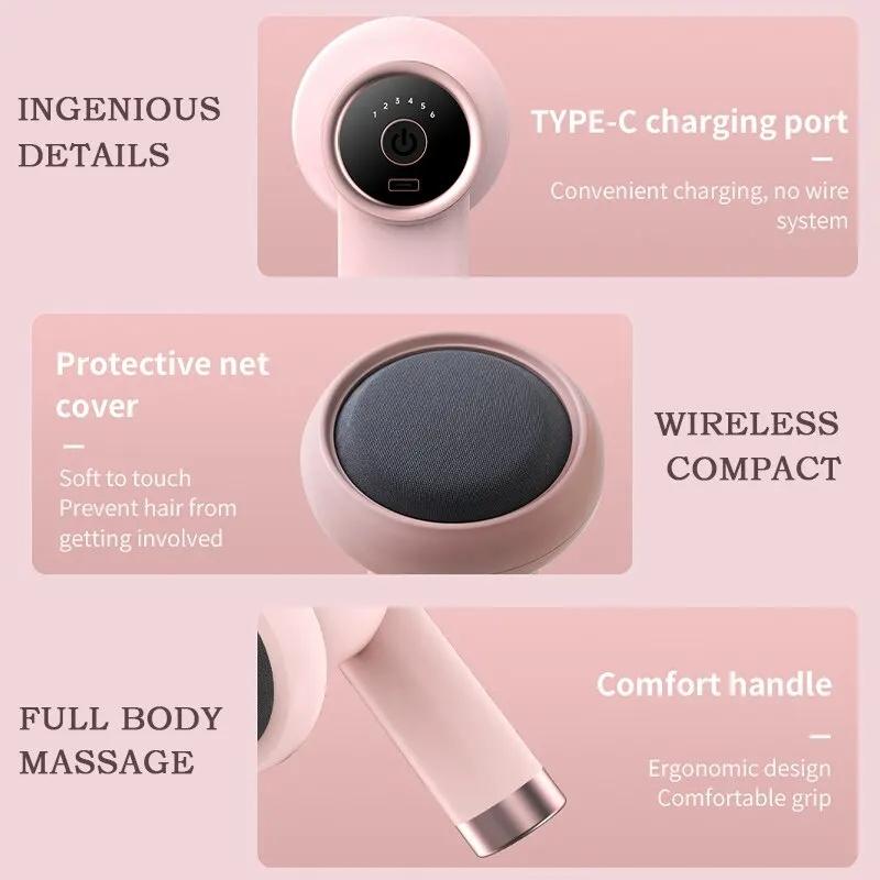 5-Head Handheld Massage Gun For Fat Pushing - Pink