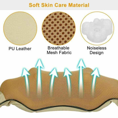 Blue Portable Kneading Neck and Shoulder Massager with Heat - Four-Button Design, USB Charging