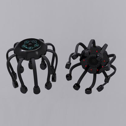 Black Deluxe B model [5 modes + vibration + timing + red light + voice + music + APP Bluetooth]  Multifunctional Electric Head Massager with 14 Nodes- Scalp Stress Relief 