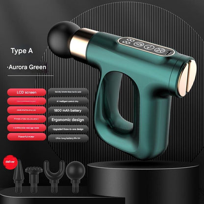Green Mini Fascia Gun Muscle Massager with Pulse Heat - Deep Tissue Relaxation