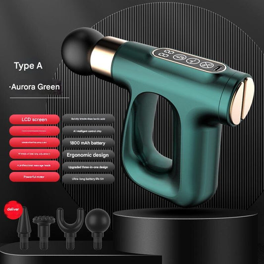 Green Mini Fascia Gun Muscle Massager with Pulse Heat - Deep Tissue Relaxation