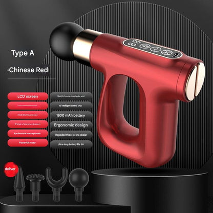Red Mini Fascia Gun Muscle Massager with Pulse Heat - Deep Tissue Relaxation