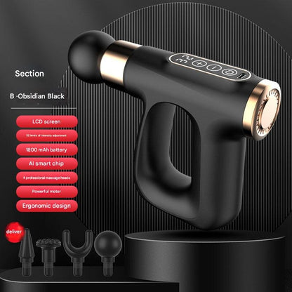 Black Heated Mini Fascia Massage Gun - LCD Display, Muscle Recovery Tool, 32 Adjustable Levels