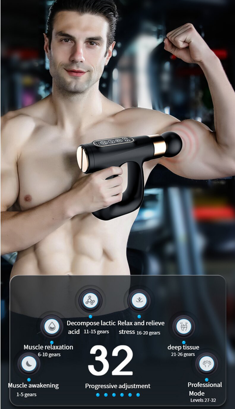 Red Heated Mini Fascia Massage Gun - LCD Display, Muscle Recovery Tool, 32 Adjustable Levels