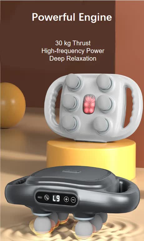 White Advanced 6-Head Percussion Massager with Heat - Rechargeable Deep Tissue Muscle Relief Gun
