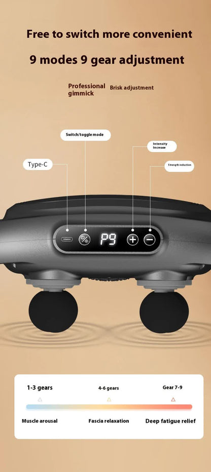 White Advanced 6-Head Percussion Massager with Heat - Rechargeable Deep Tissue Muscle Relief Gun