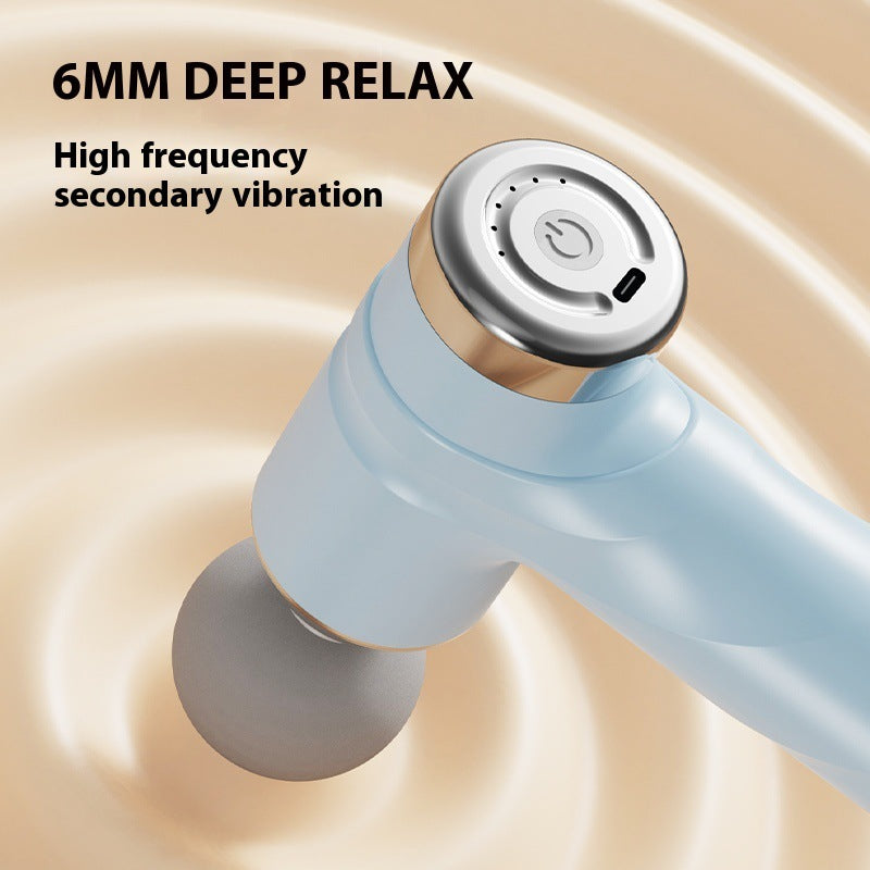 Light Green Mini Portable Massage Gun - Deep Tissue 6mm Relief with 4 Massage Heads and Bass Noise Cancellation