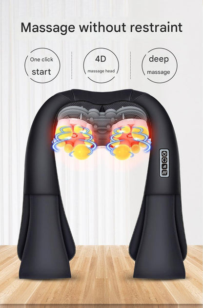 Deep Kneading Shiatsu Neck & Shoulder Massager with Heat - USB Rechargeable Ergonomic Design(Black and gray)