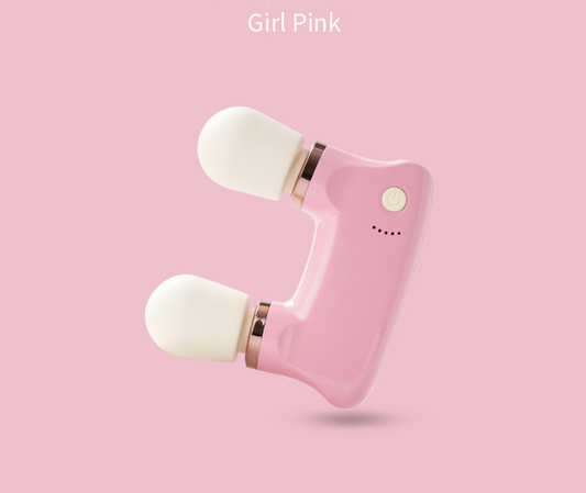 Pink Portable Dual Head Mini Massager - 5 Modes, Quiet Operation, USB-C Rechargeable