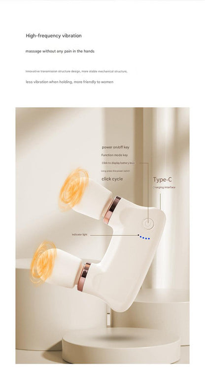 Light yellow Portable Dual Head Mini Massager - 5 Modes, Quiet Operation, USB-C Rechargeable