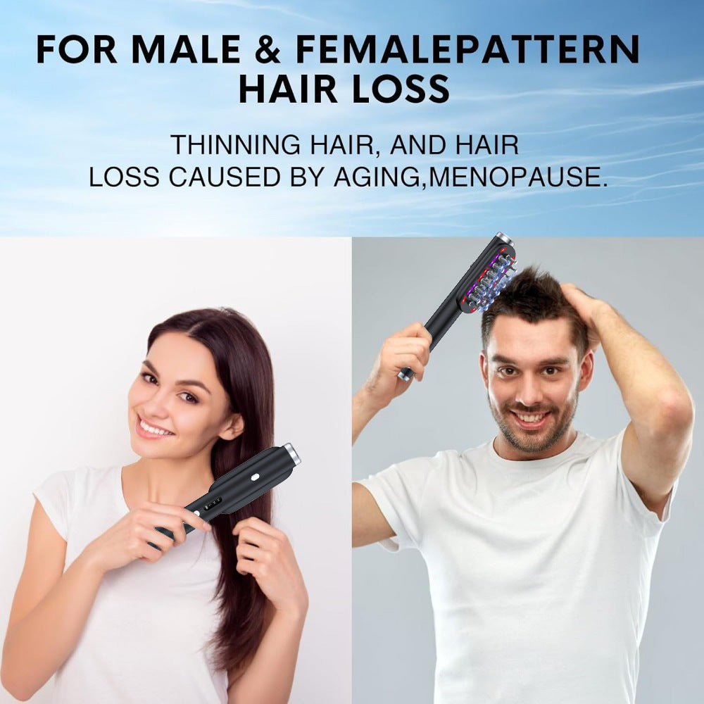 White Vibrating Scalp Massager Comb - LED Therapy & Oil Infuser for Hair Growth