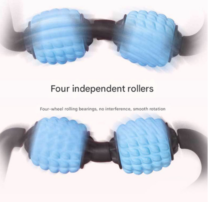 Blue Set of 2 Foam Roller Ring Leg Massagers with 2 Resistance Bands - Muscle Relief Kit