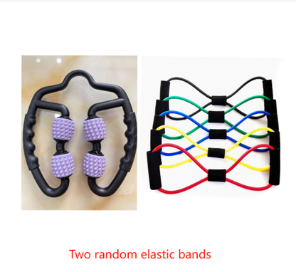 Purple Set of 2 Foam Roller Ring Leg Massagers with 2 Resistance Bands - Muscle Relief Kit