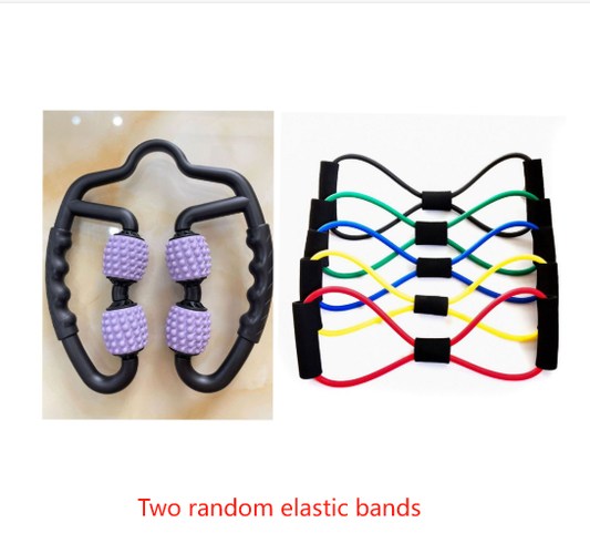 Purple Set of 2 Foam Roller Ring Leg Massagers with 2 Resistance Bands - Muscle Relief Kit