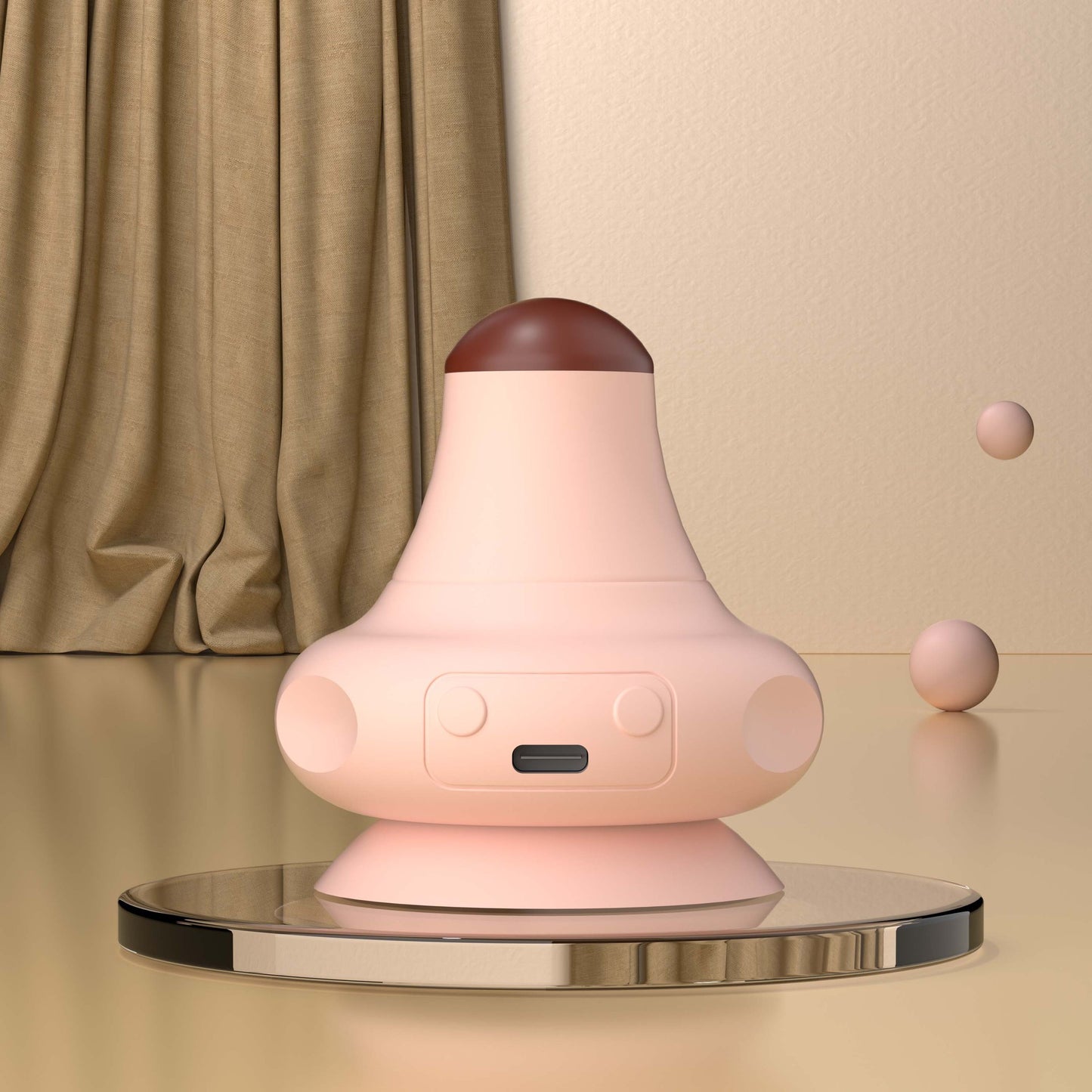 Pink [Stone + Hot Compress] Silicone Fascial Massage Ball with Suction - Muscle Relaxation for Yoga and Therapy