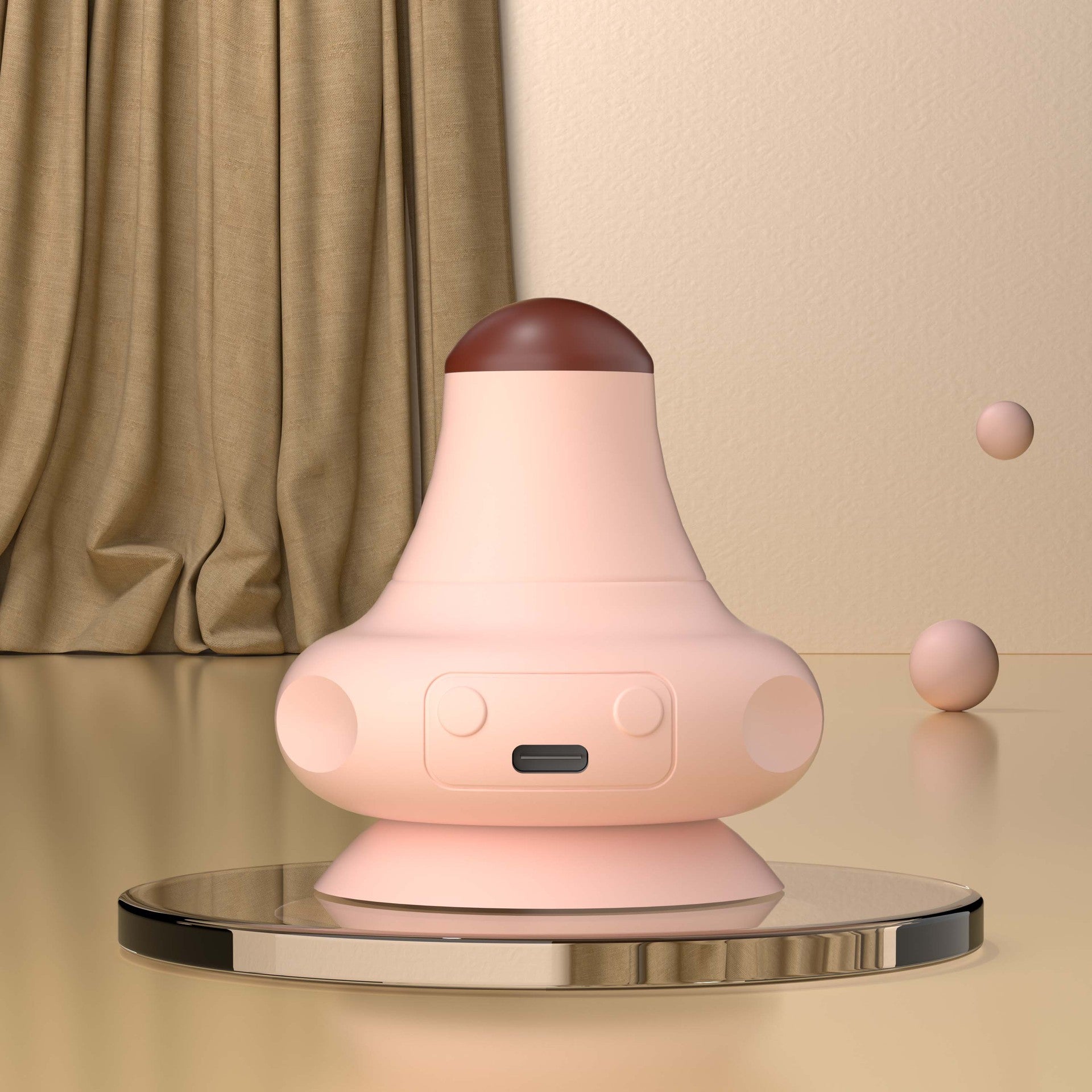 Pink [Stone + Hot Compress] Silicone Fascial Massage Ball with Suction - Muscle Relaxation for Yoga and Therapy