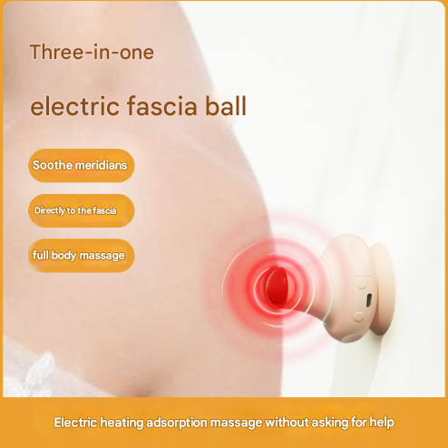 Blue [Stone + Hot Compress] Silicone Fascial Massage Ball with Suction - Muscle Relaxation for Yoga and Therapy