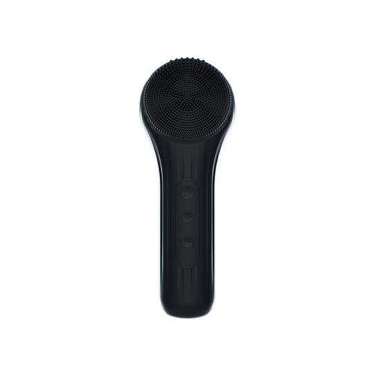 Silicone Facial Cleansing Brush - 6-Speed Vibration, Food-Grade Antibacterial Material with Warming Function(Black)