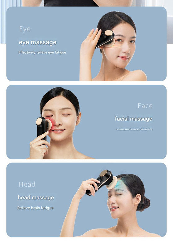 Mini Facial & Head Massager with Heat Therapy - USB-C Rechargeable, 3 Modes(Dark purple)