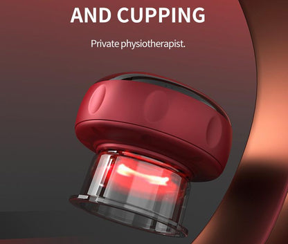 Smart Electric Cupping Therapy Massager - Adjustable Suction & Heat, Red Light Therapy, USB-C Rechargeable(Black)