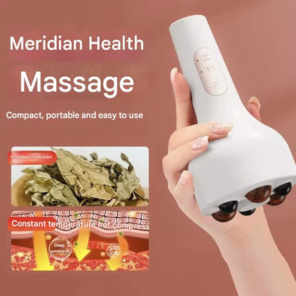 Rechargeable Smokeless Moxibustion & Massage Device with Hot Compress & Red Light Therapy(white)