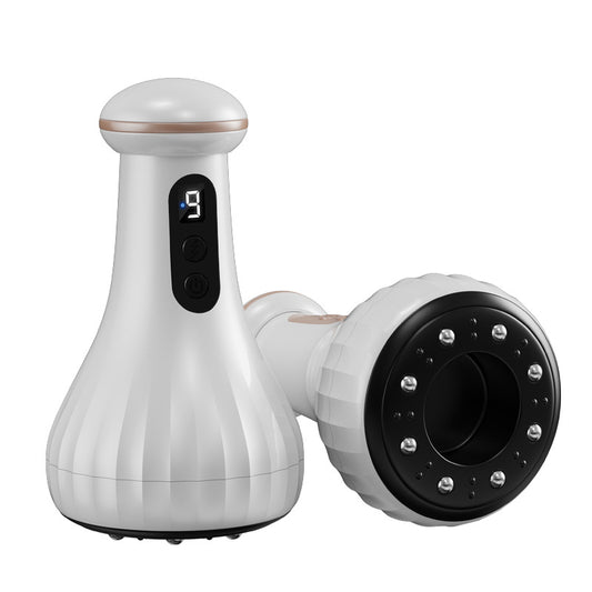 Electric Cupping & Gua Sha Massager - 9 Levels Heat & Suction, Red Light Therapy, USB-C Rechargeable(White)