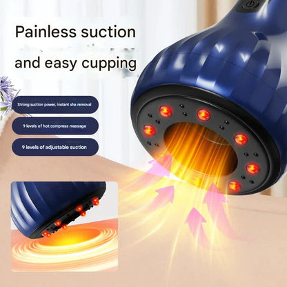 Electric Cupping & Gua Sha Massager - 9 Levels Heat & Suction, Red Light Therapy, USB-C Rechargeable(Green)