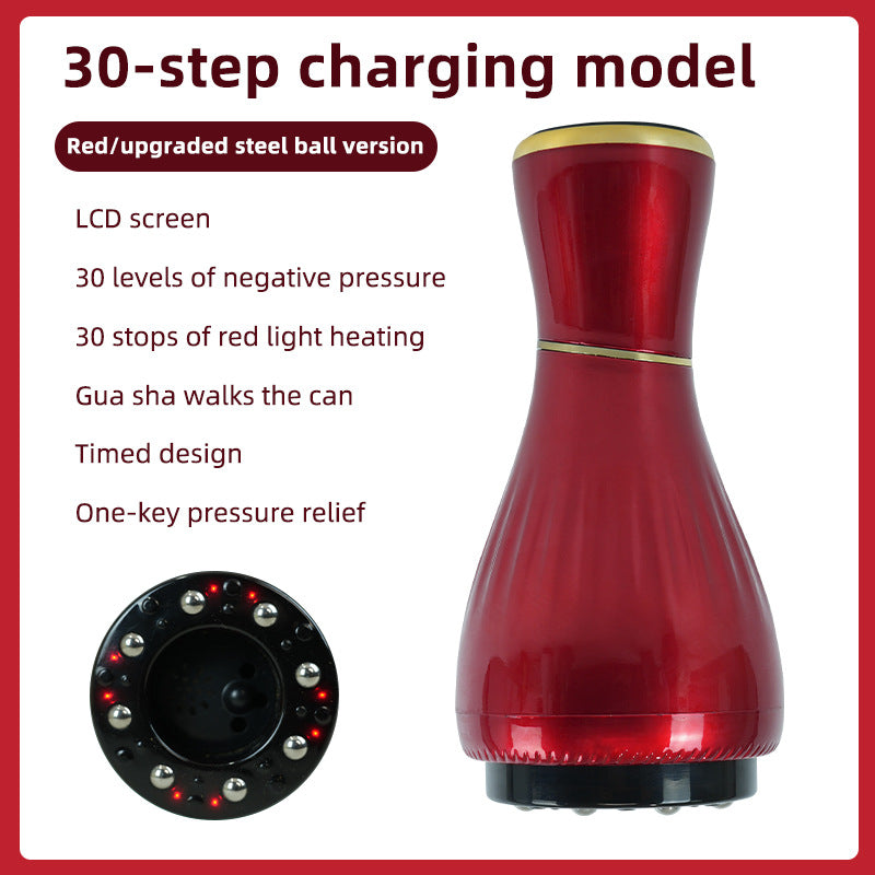 Red Portable Electric Cupping Therapy Device - Adjustable Intensity & Heat