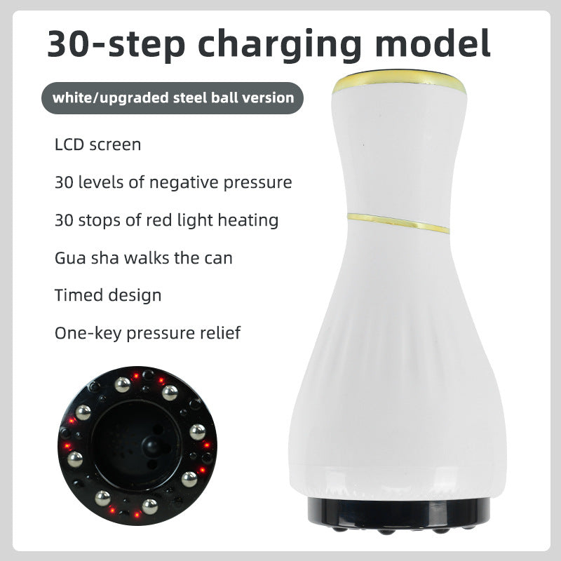 White Portable Electric Cupping Therapy Device - Adjustable Intensity & Heat