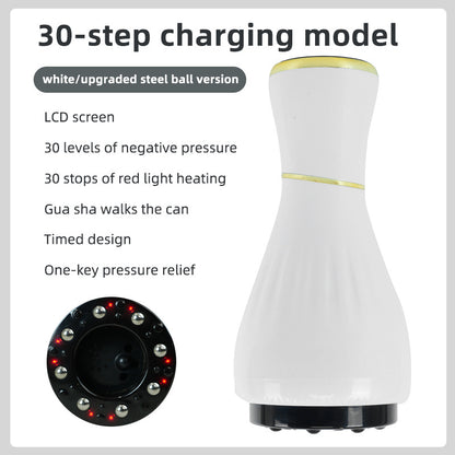 White Portable Electric Cupping Therapy Device - Adjustable Intensity & Heat